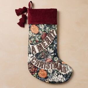 John Derian for Target Merry Christmas Floral Stocking NWT